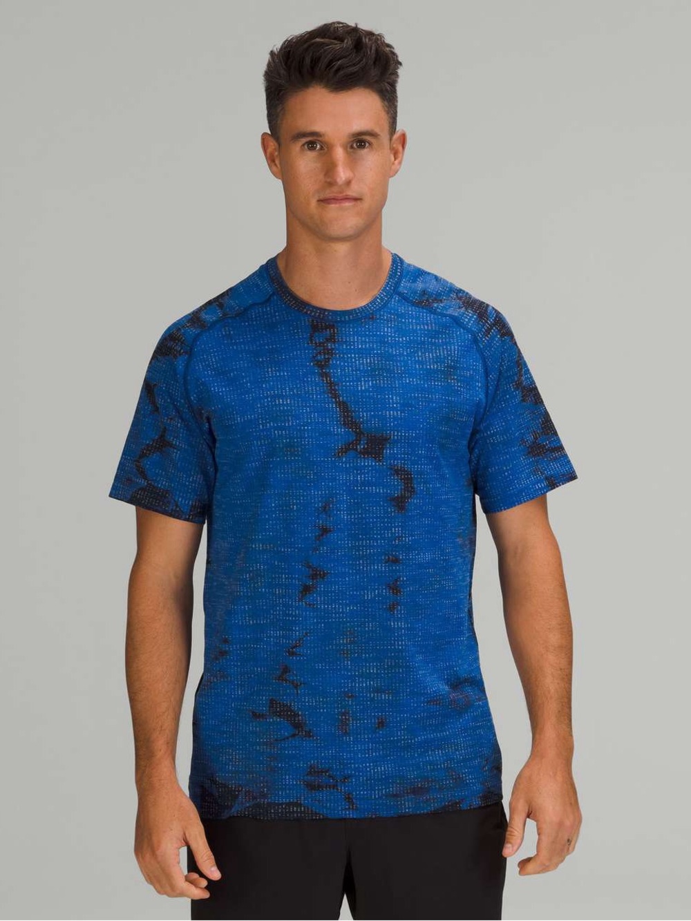 Lululemon metal vent tech disconnect marble dye symphony blue short sleeve shirt